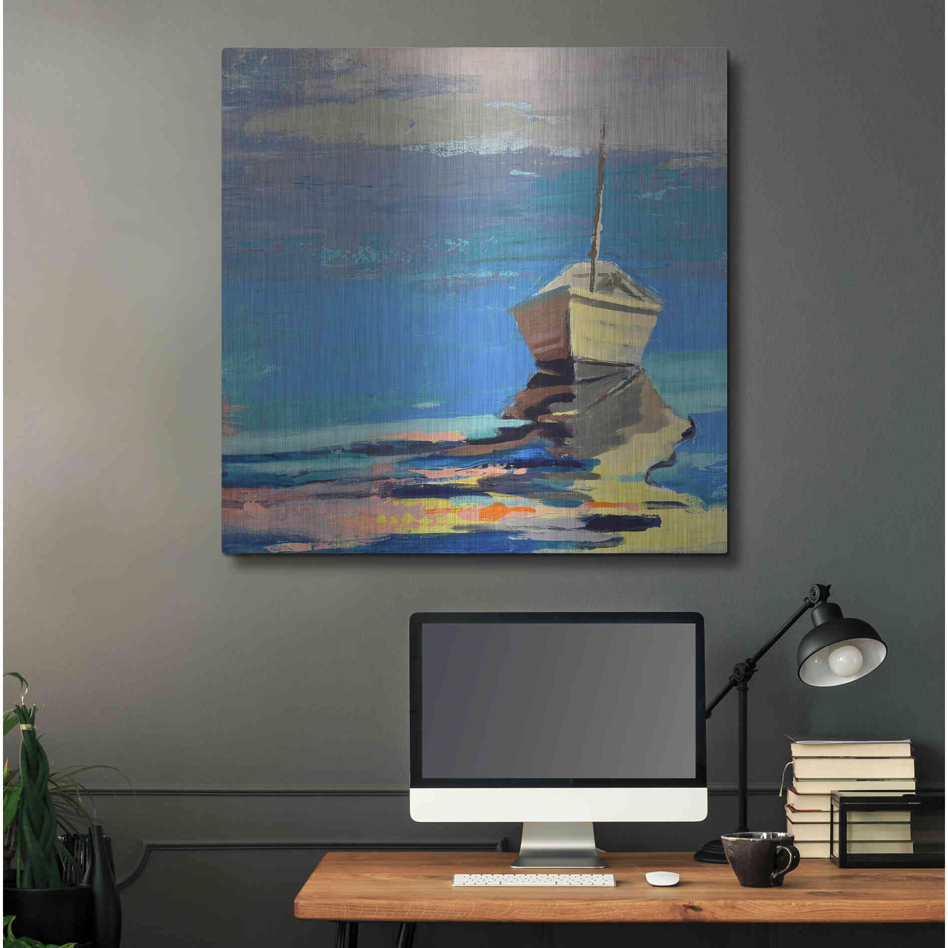 Luxe Metal Art 'Blue Bay' by Beth Forst, Metal Wall Art,36x36