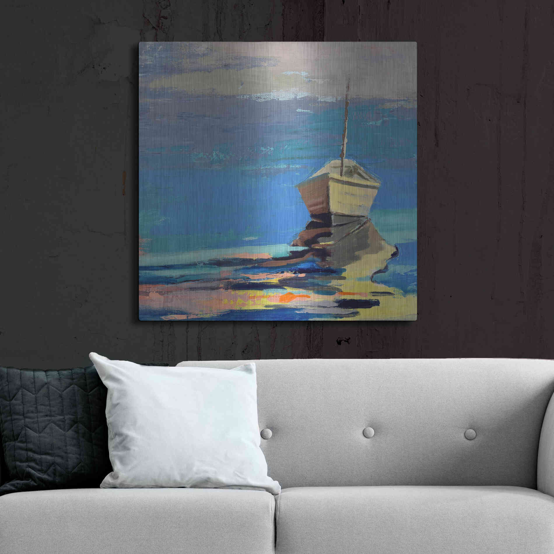 Luxe Metal Art 'Blue Bay' by Beth Forst, Metal Wall Art,36x36