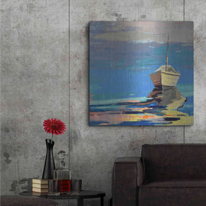 Luxe Metal Art 'Blue Bay' by Beth Forst, Metal Wall Art,36x36