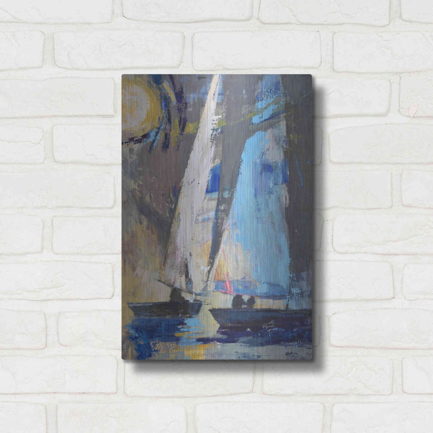 Luxe Metal Art 'Blue Breeze Dynamics' by Beth Forst, Metal Wall Art,12x16