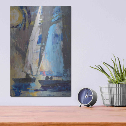 Luxe Metal Art 'Blue Breeze Dynamics' by Beth Forst, Metal Wall Art,12x16