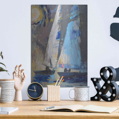 Luxe Metal Art 'Blue Breeze Dynamics' by Beth Forst, Metal Wall Art,12x16