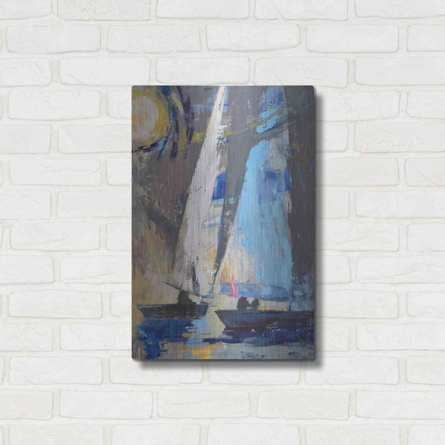 Luxe Metal Art 'Blue Breeze Dynamics' by Beth Forst, Metal Wall Art,16x24