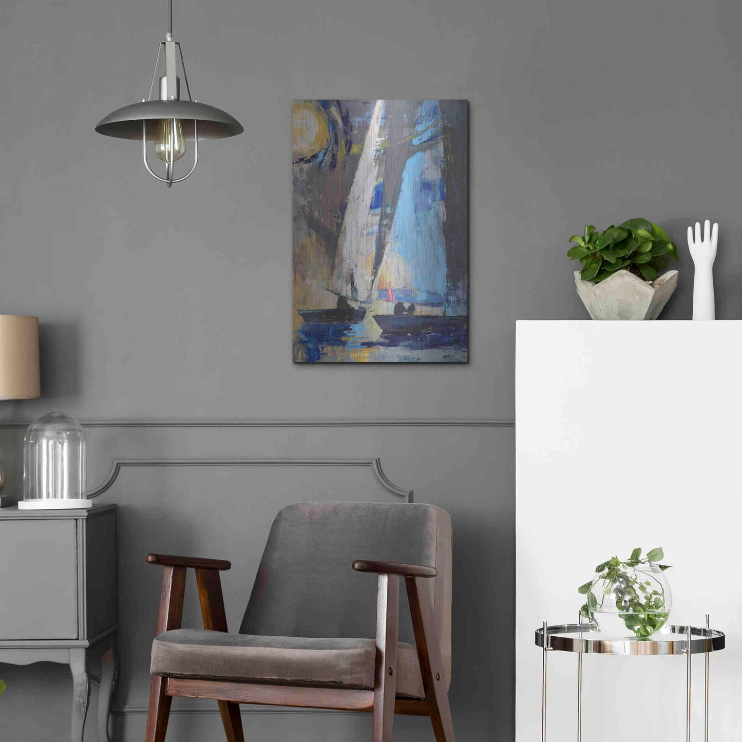 Luxe Metal Art 'Blue Breeze Dynamics' by Beth Forst, Metal Wall Art,16x24