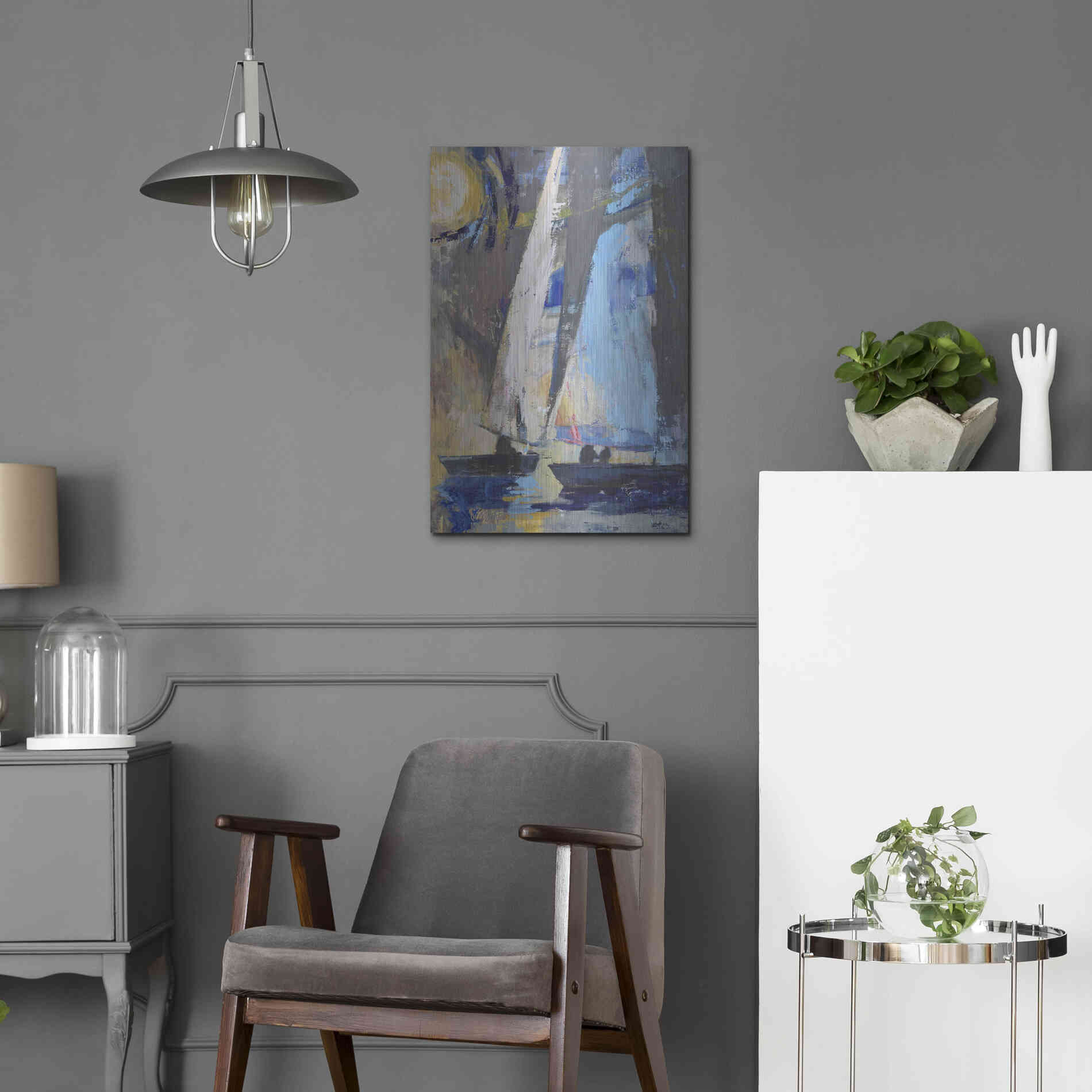 Luxe Metal Art 'Blue Breeze Dynamics' by Beth Forst, Metal Wall Art,16x24