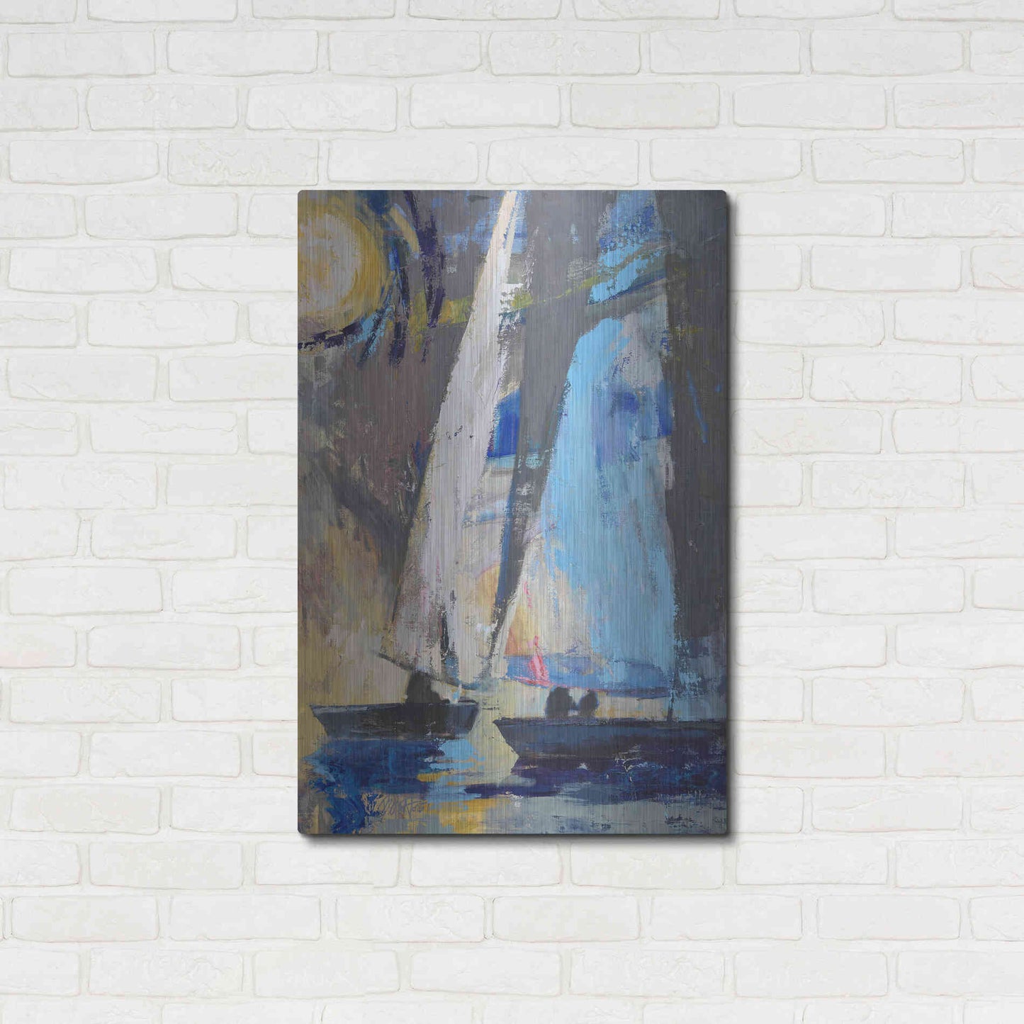 Luxe Metal Art 'Blue Breeze Dynamics' by Beth Forst, Metal Wall Art,24x36