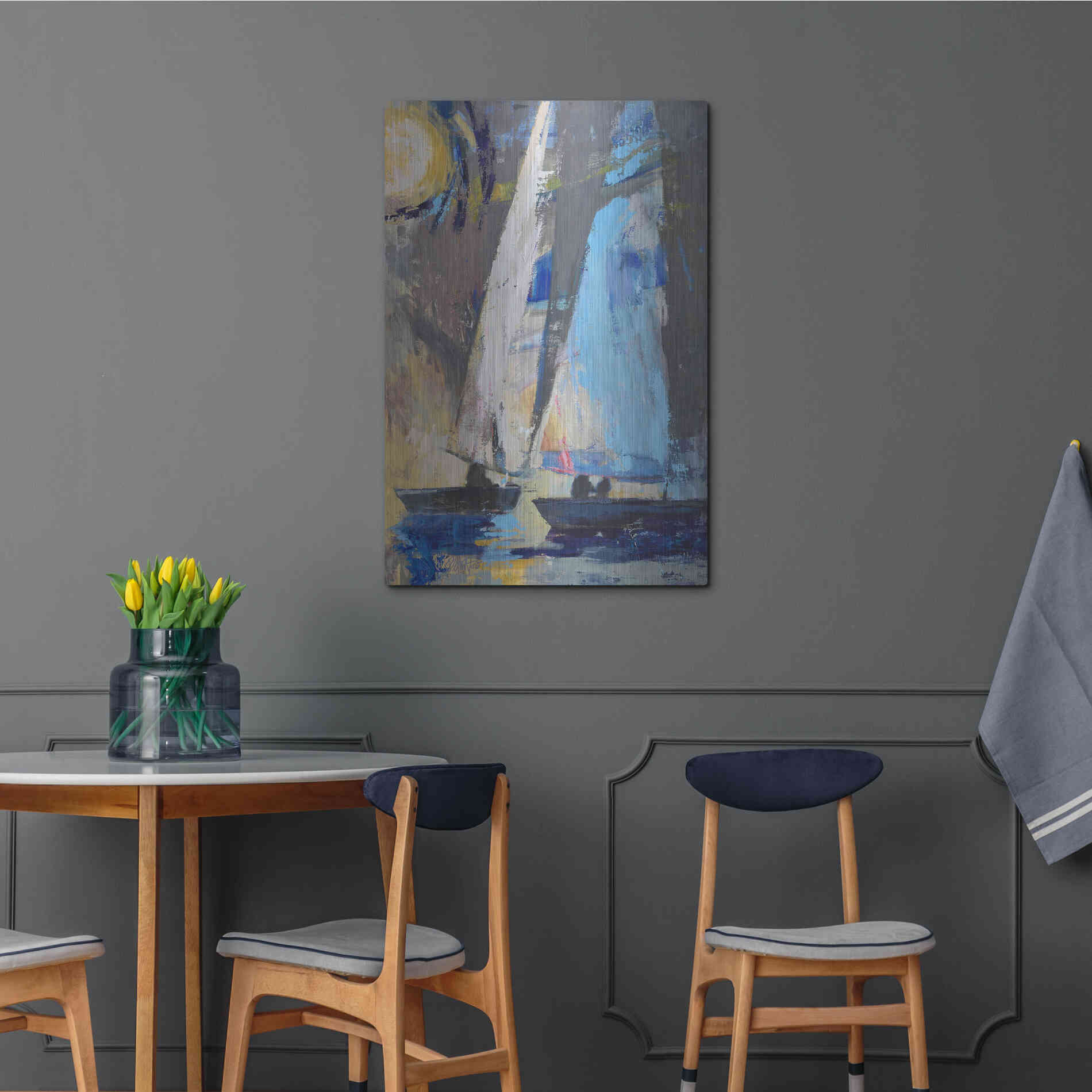 Luxe Metal Art 'Blue Breeze Dynamics' by Beth Forst, Metal Wall Art,24x36