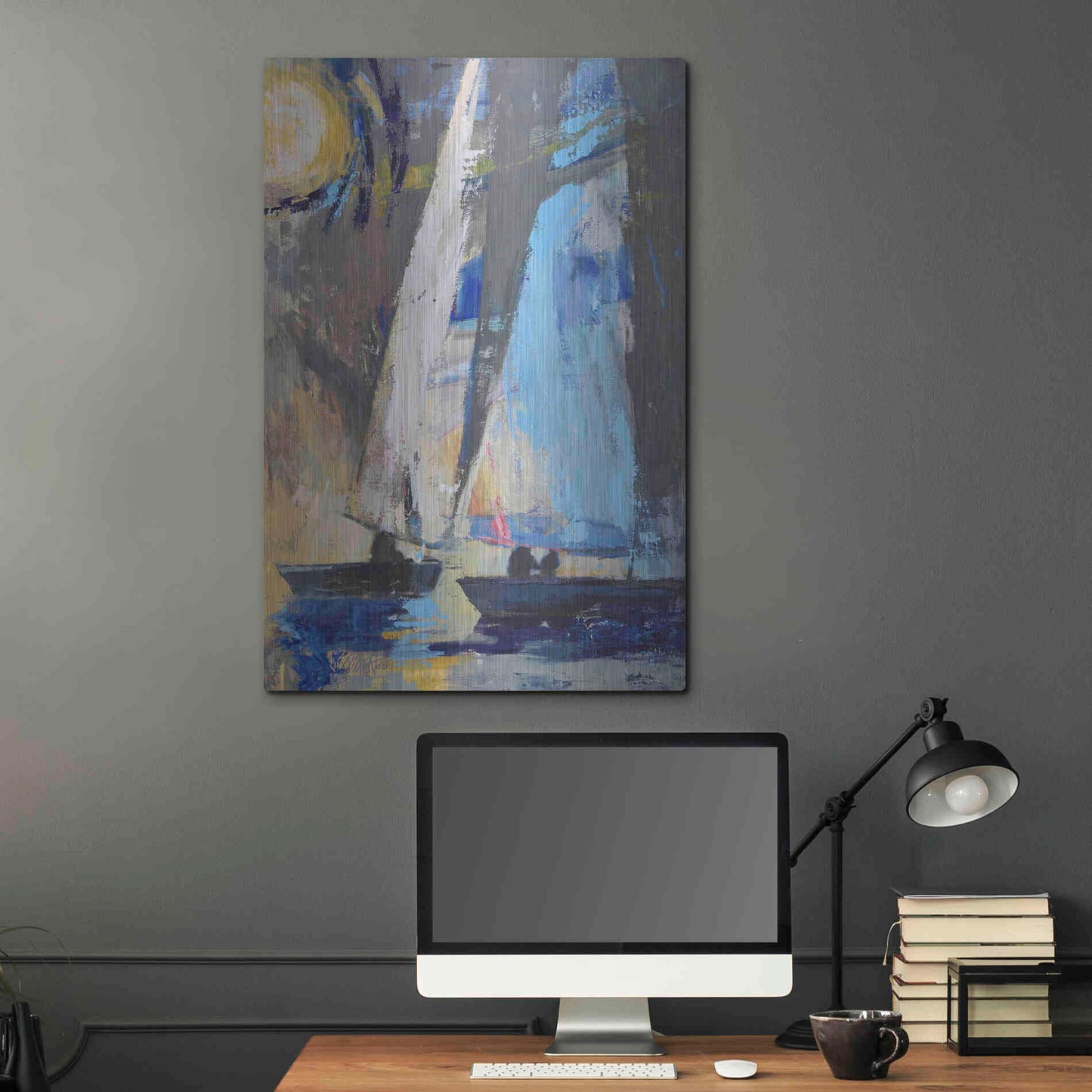 Luxe Metal Art 'Blue Breeze Dynamics' by Beth Forst, Metal Wall Art,24x36