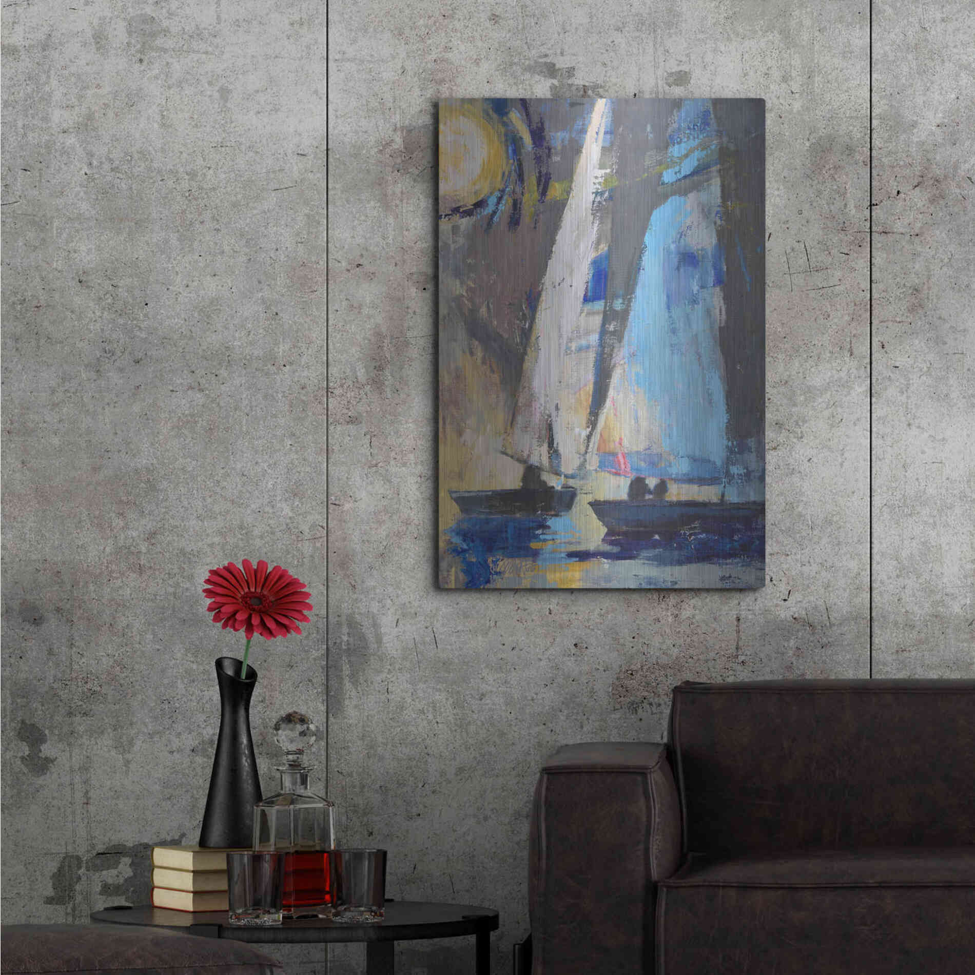 Luxe Metal Art 'Blue Breeze Dynamics' by Beth Forst, Metal Wall Art,24x36