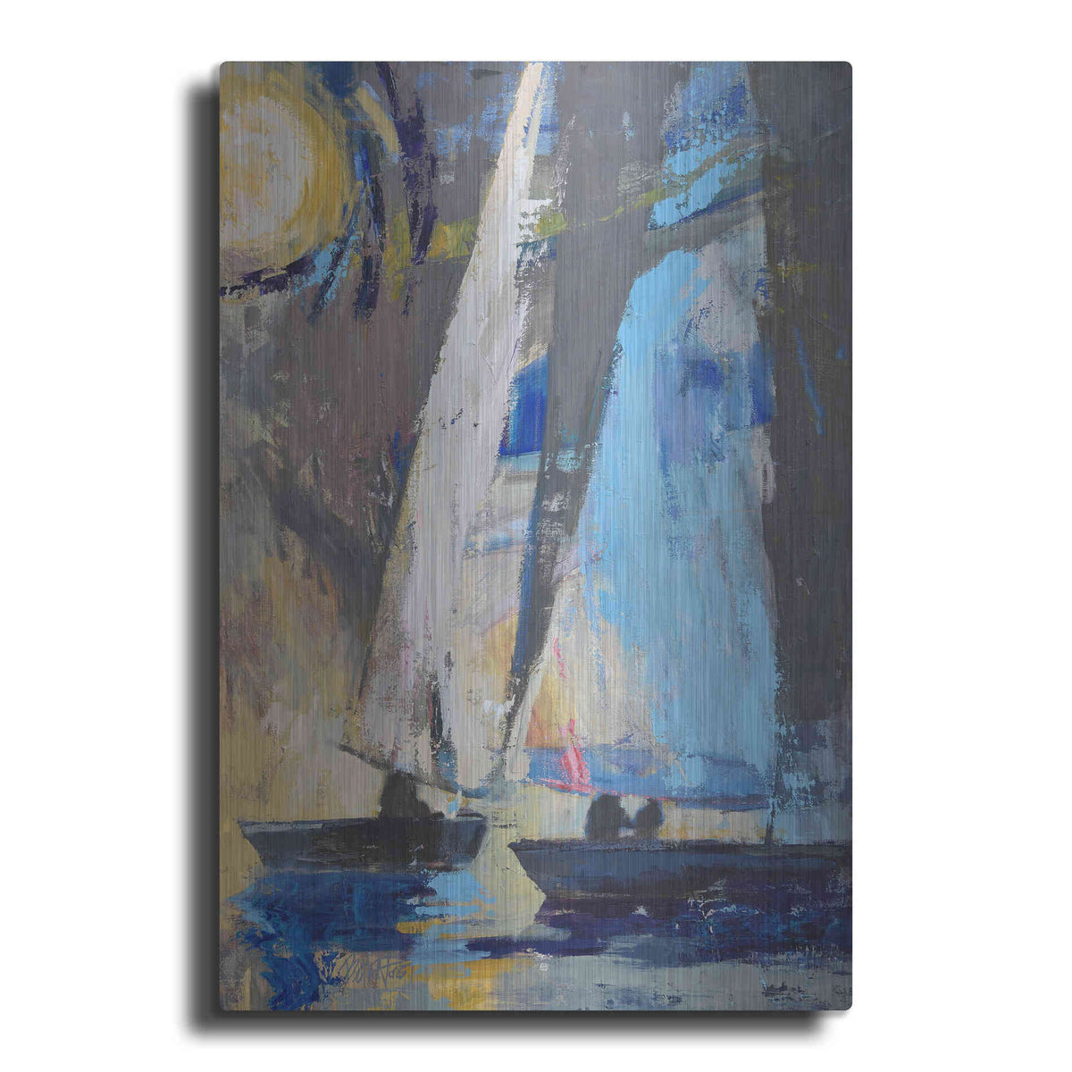 Luxe Metal Art 'Blue Breeze Dynamics' by Beth Forst, Metal Wall Art