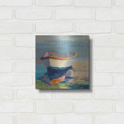 Luxe Metal Art 'Bottle Green Boat' by Beth Forst, Metal Wall Art,12x12