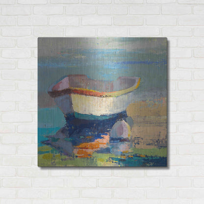 Luxe Metal Art 'Bottle Green Boat' by Beth Forst, Metal Wall Art,36x36