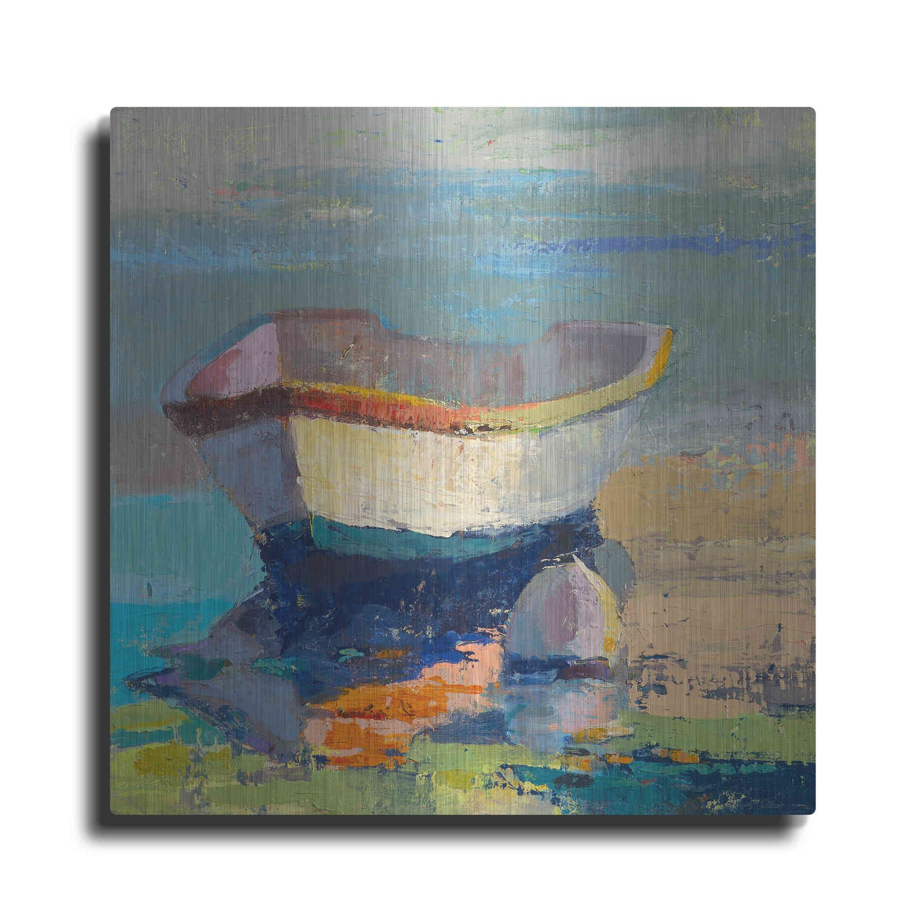 Luxe Metal Art 'Bottle Green Boat' by Beth Forst, Metal Wall Art