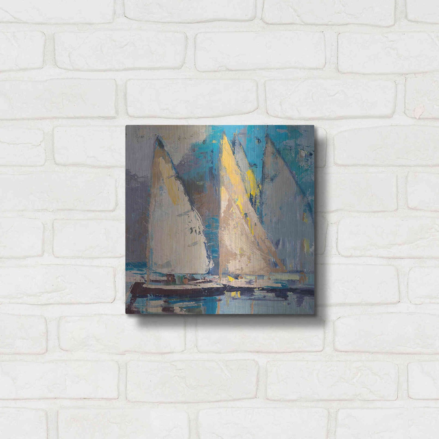 Luxe Metal Art 'Breeze  Sail and Sky' by Beth Forst, Metal Wall Art,12x12