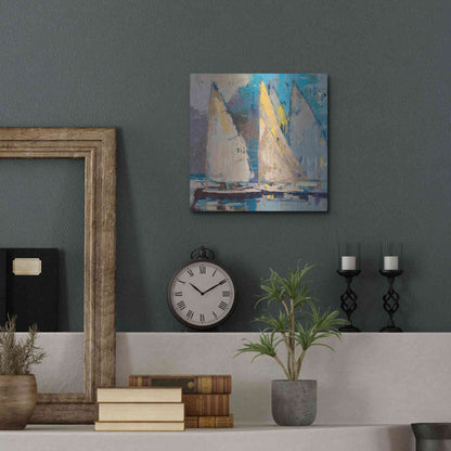 Luxe Metal Art 'Breeze  Sail and Sky' by Beth Forst, Metal Wall Art,12x12