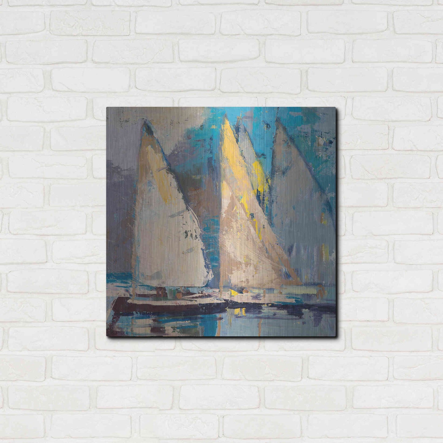 Luxe Metal Art 'Breeze  Sail and Sky' by Beth Forst, Metal Wall Art,24x24