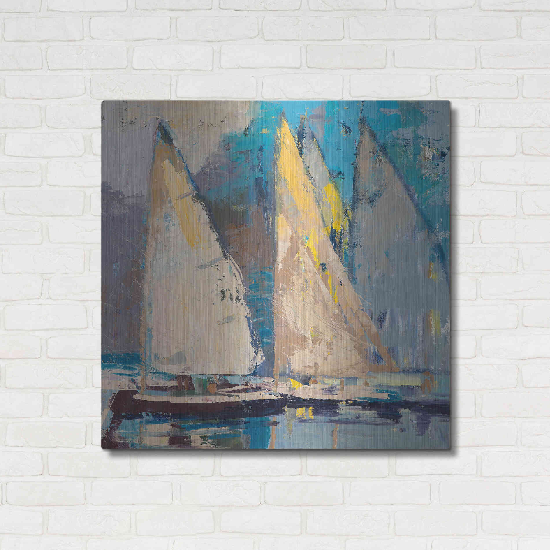 Luxe Metal Art 'Breeze  Sail and Sky' by Beth Forst, Metal Wall Art,36x36