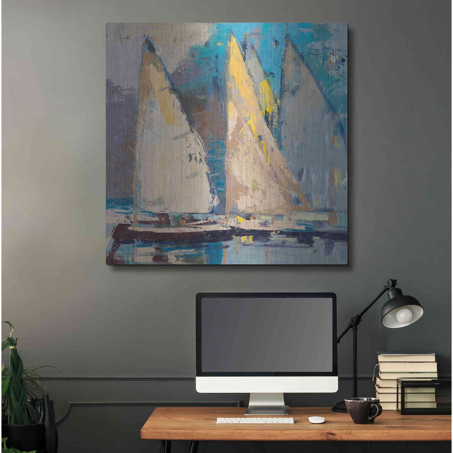 Luxe Metal Art 'Breeze  Sail and Sky' by Beth Forst, Metal Wall Art,36x36