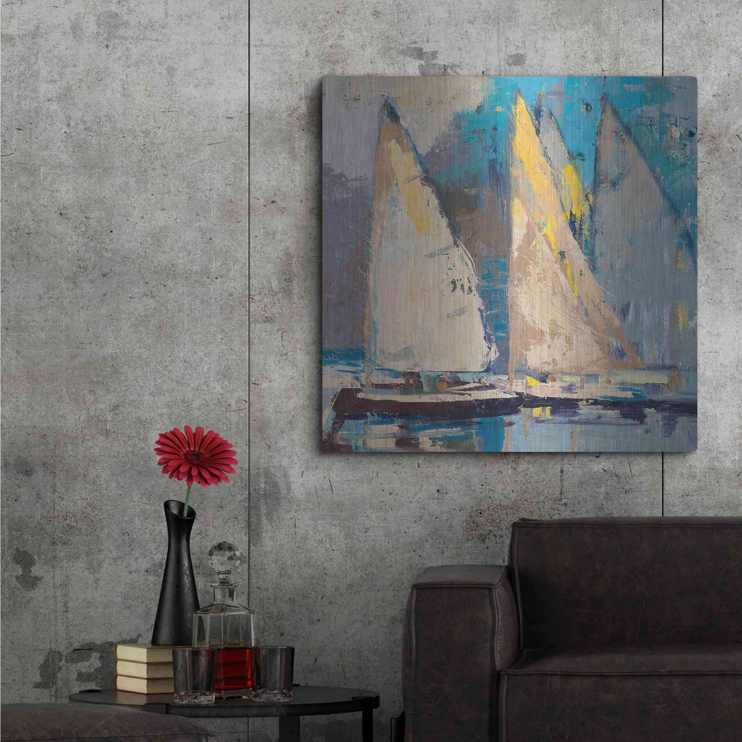 Luxe Metal Art 'Breeze  Sail and Sky' by Beth Forst, Metal Wall Art,36x36