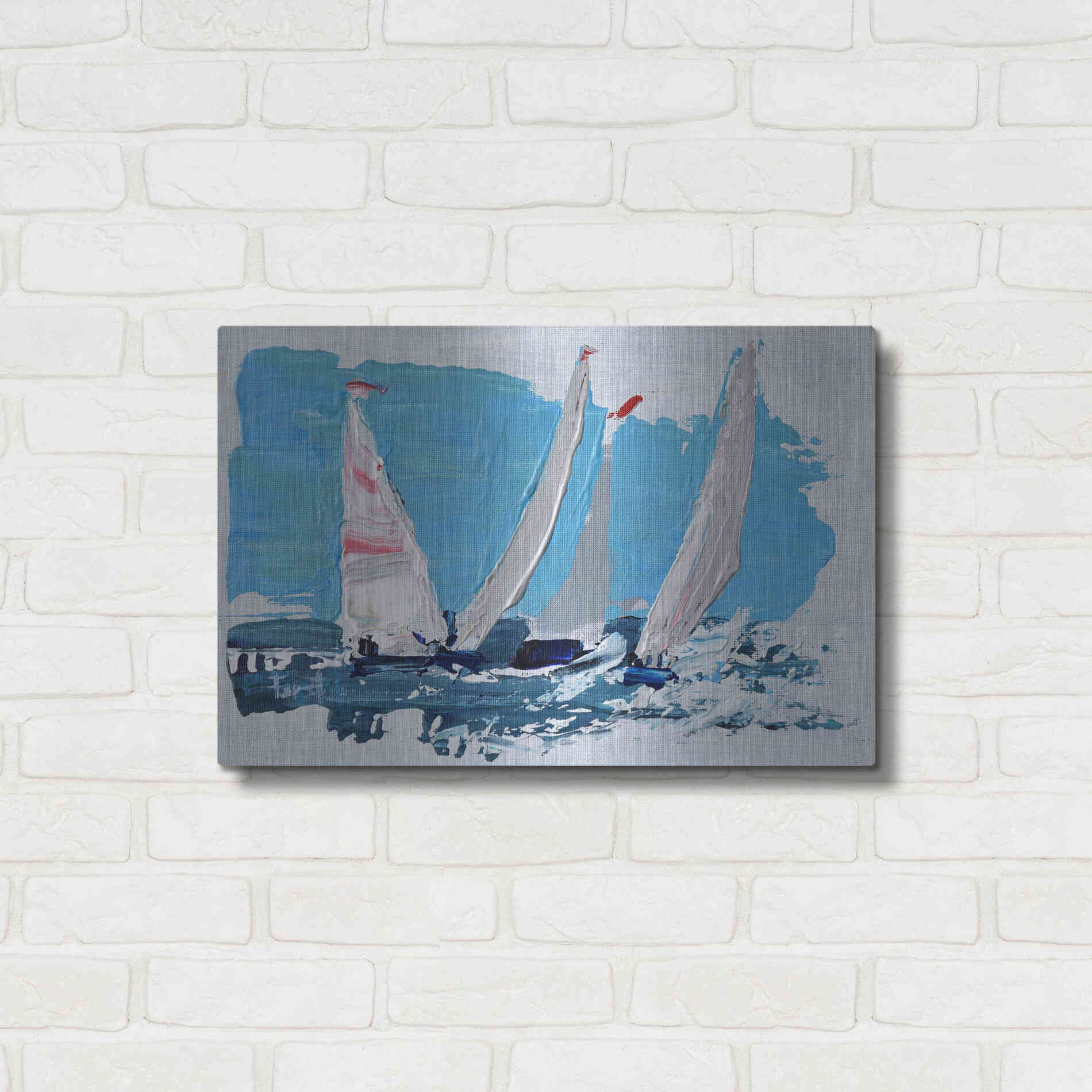 Luxe Metal Art 'Candy Stripe Regatta' by Beth Forst, Metal Wall Art,24x16