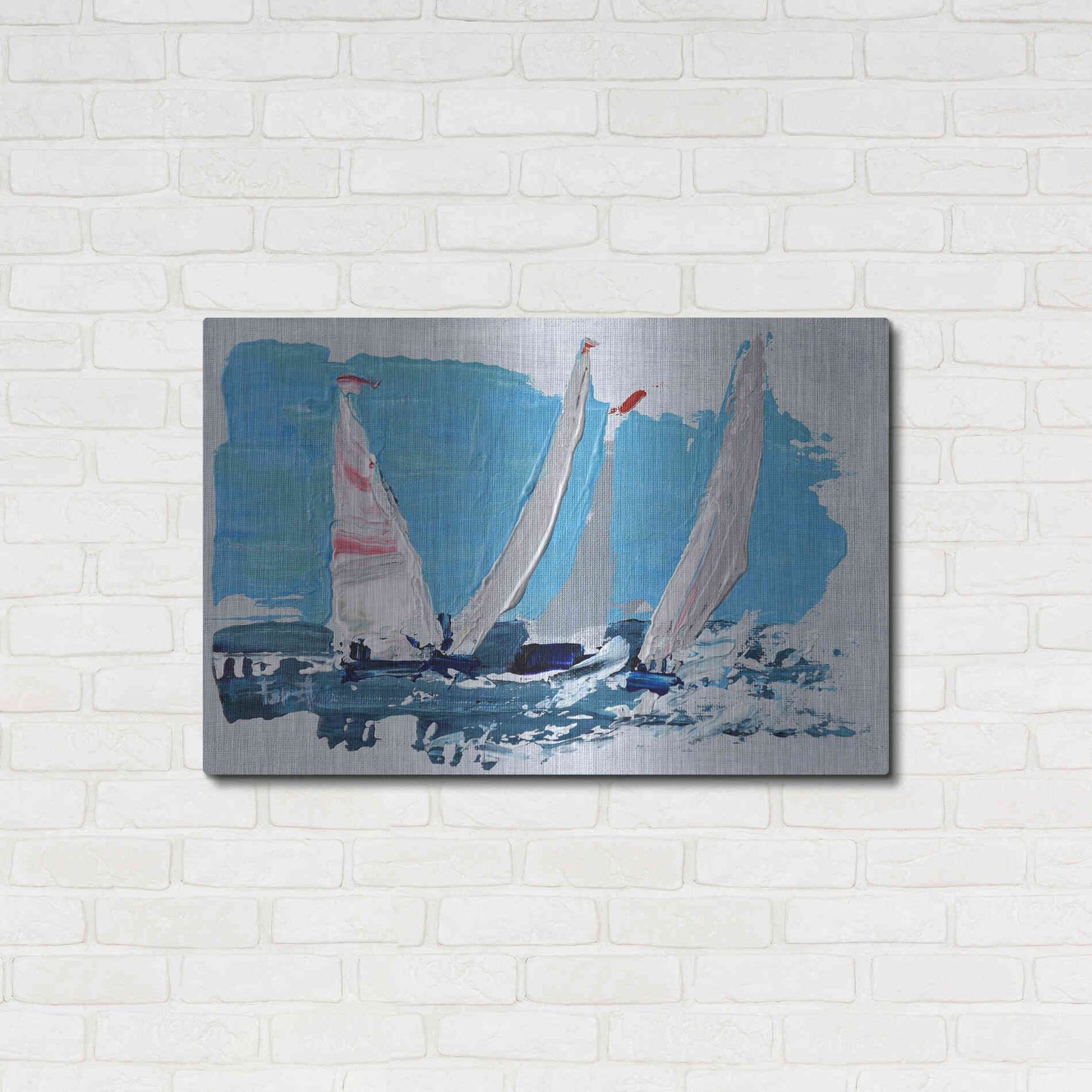 Luxe Metal Art 'Candy Stripe Regatta' by Beth Forst, Metal Wall Art,36x24
