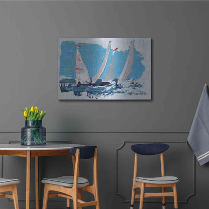 Luxe Metal Art 'Candy Stripe Regatta' by Beth Forst, Metal Wall Art,36x24