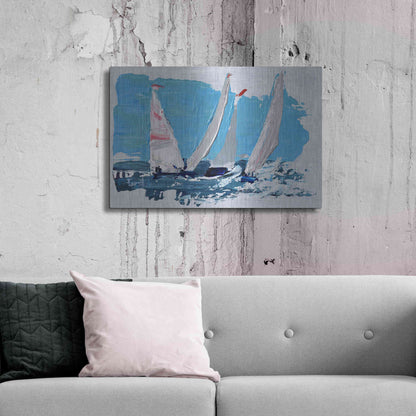 Luxe Metal Art 'Candy Stripe Regatta' by Beth Forst, Metal Wall Art,36x24