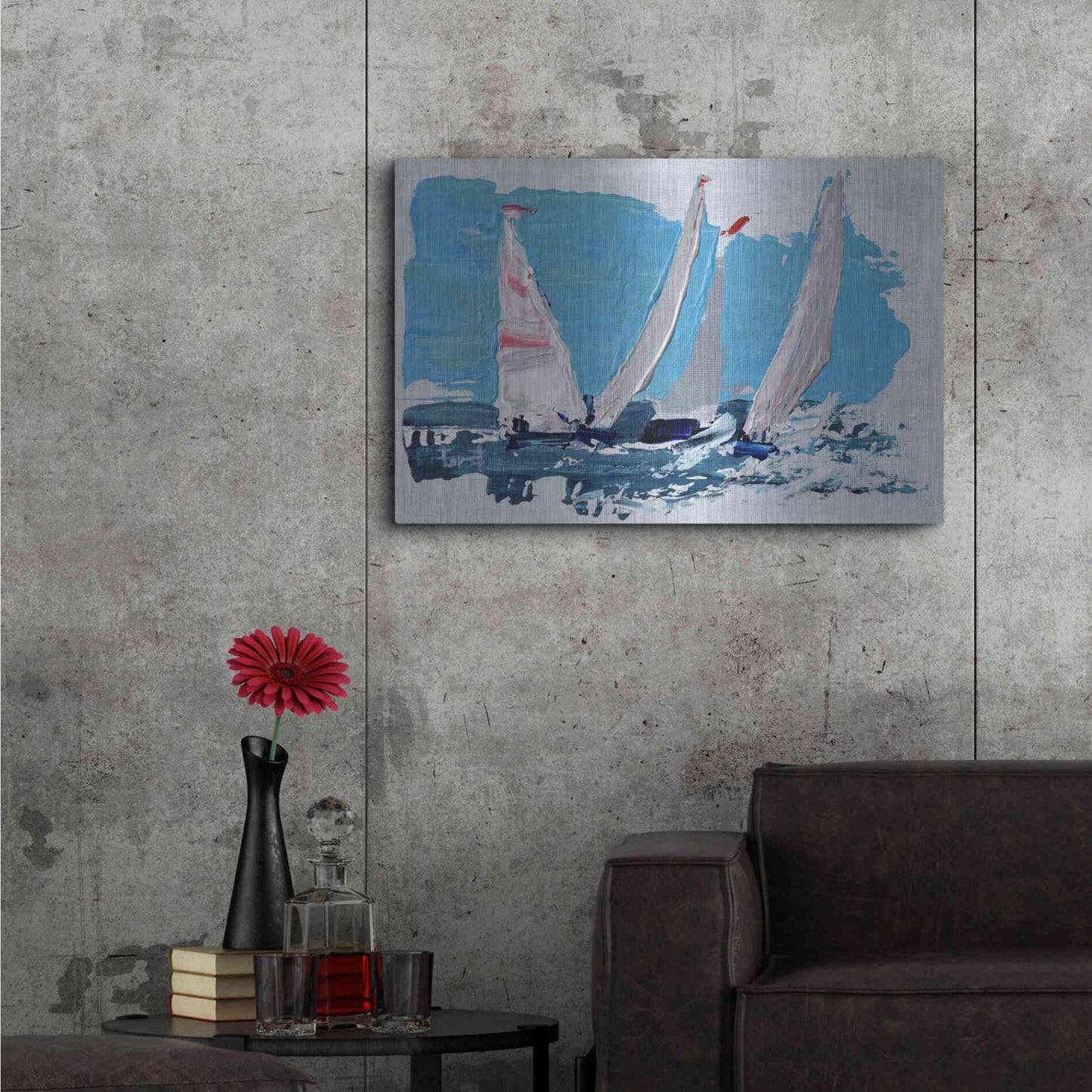 Luxe Metal Art 'Candy Stripe Regatta' by Beth Forst, Metal Wall Art,36x24