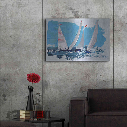 Luxe Metal Art 'Candy Stripe Regatta' by Beth Forst, Metal Wall Art,36x24