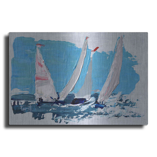 Luxe Metal Art 'Candy Stripe Regatta' by Beth Forst, Metal Wall Art
