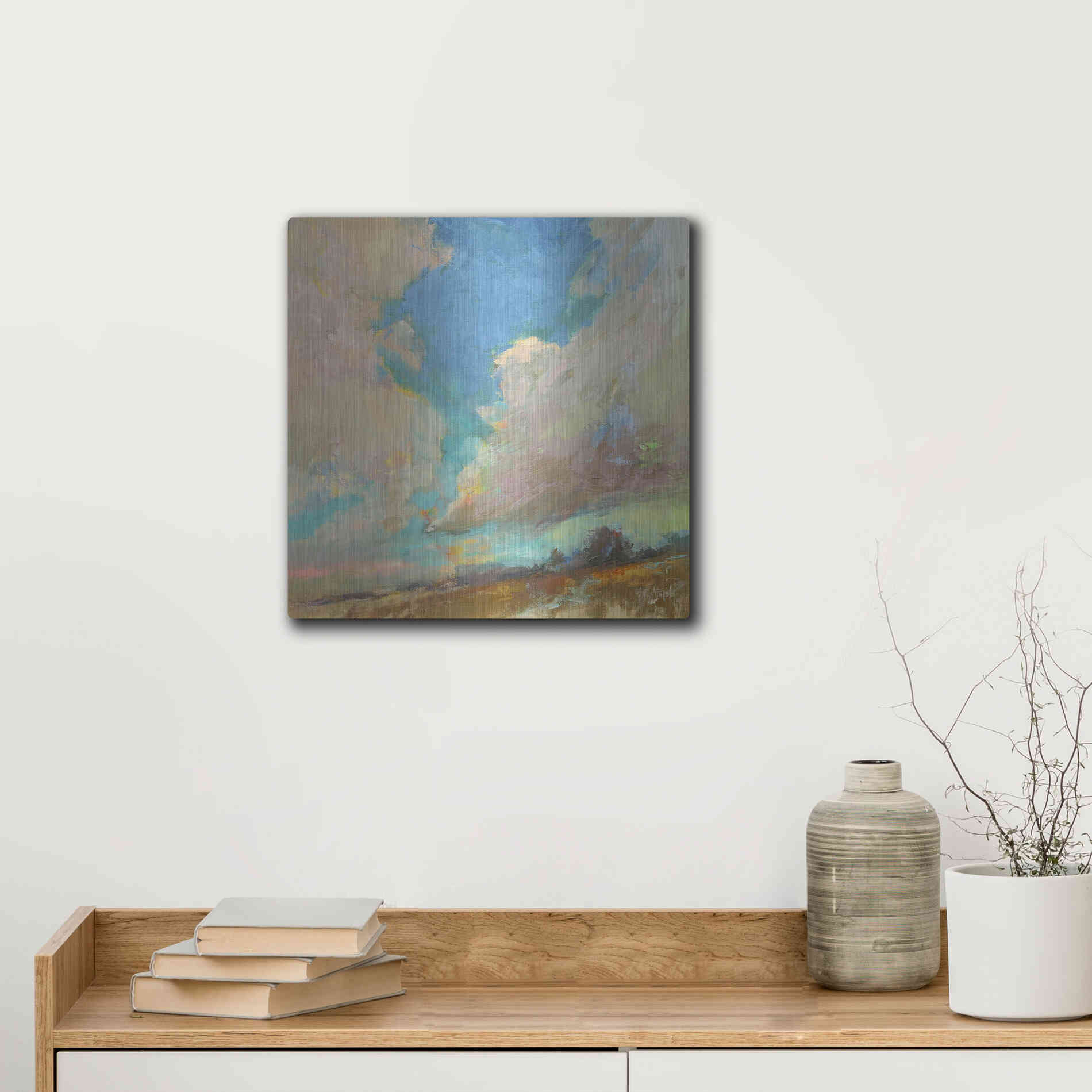 Luxe Metal Art 'Clouds Got in My Way' by Beth Forst, Metal Wall Art,12x12