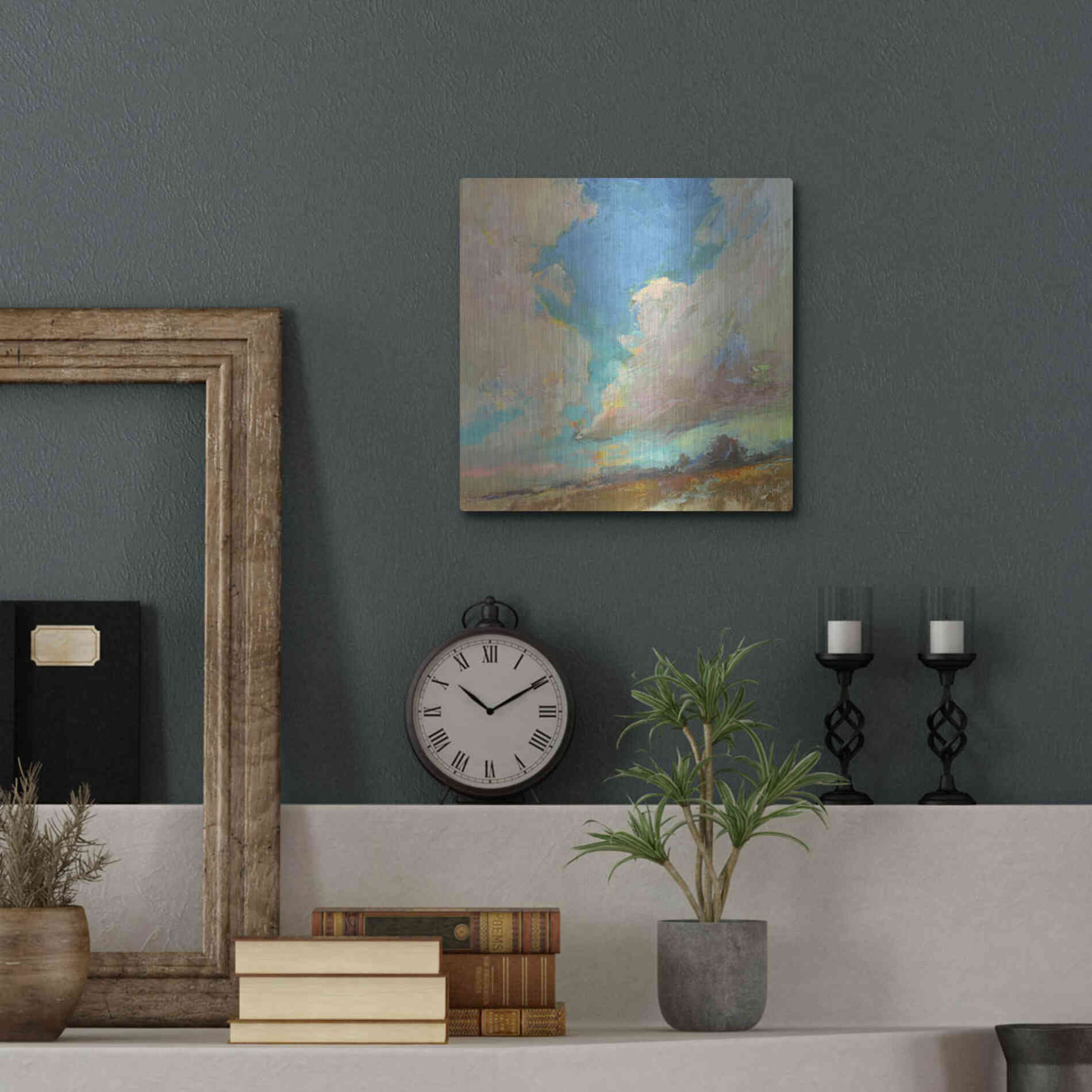 Luxe Metal Art 'Clouds Got in My Way' by Beth Forst, Metal Wall Art,12x12