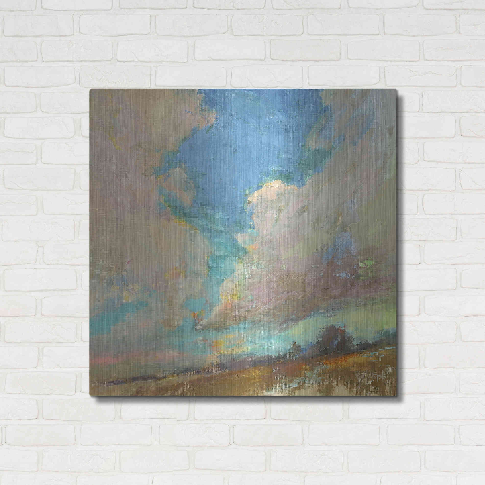 Luxe Metal Art 'Clouds Got in My Way' by Beth Forst, Metal Wall Art,36x36