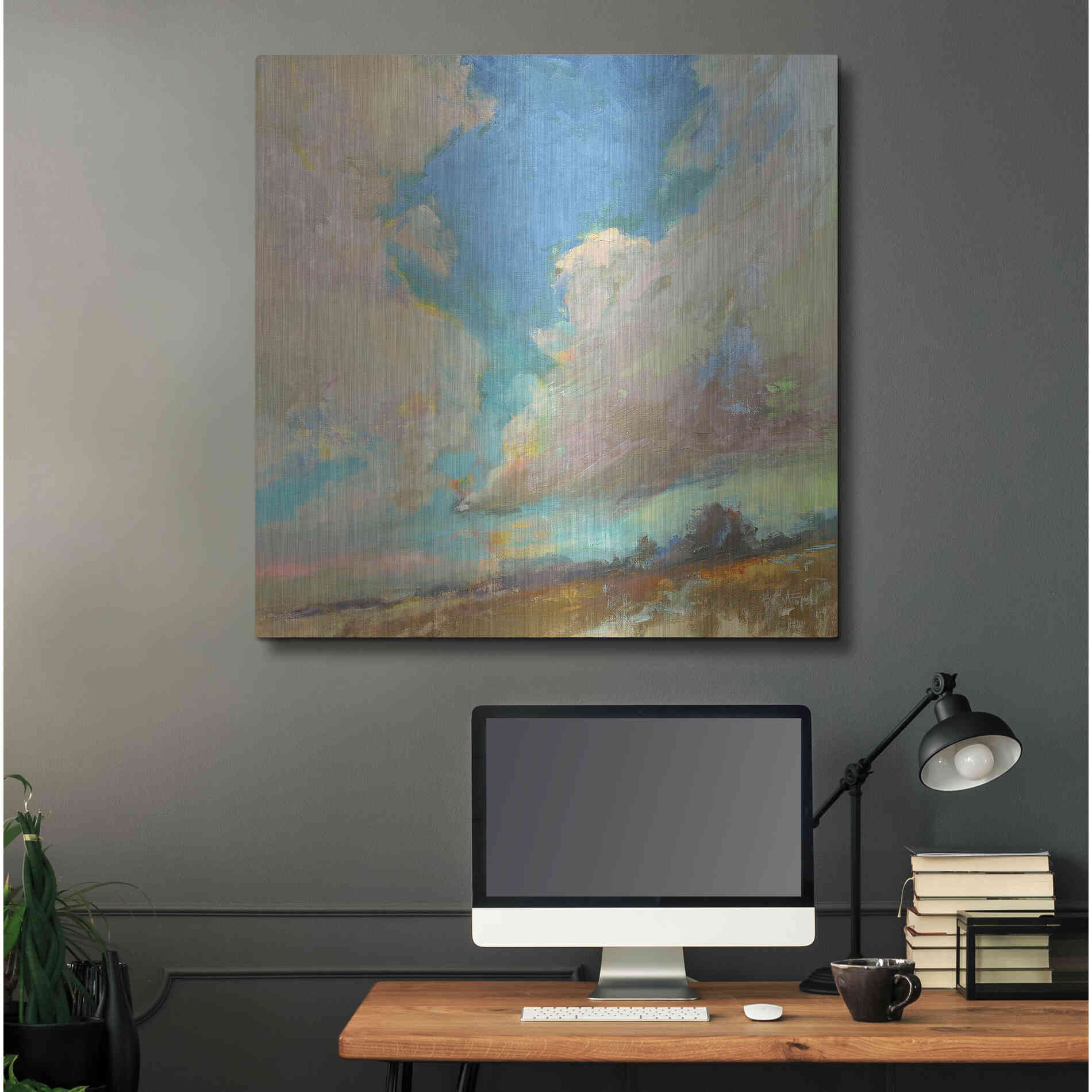 Luxe Metal Art 'Clouds Got in My Way' by Beth Forst, Metal Wall Art,36x36