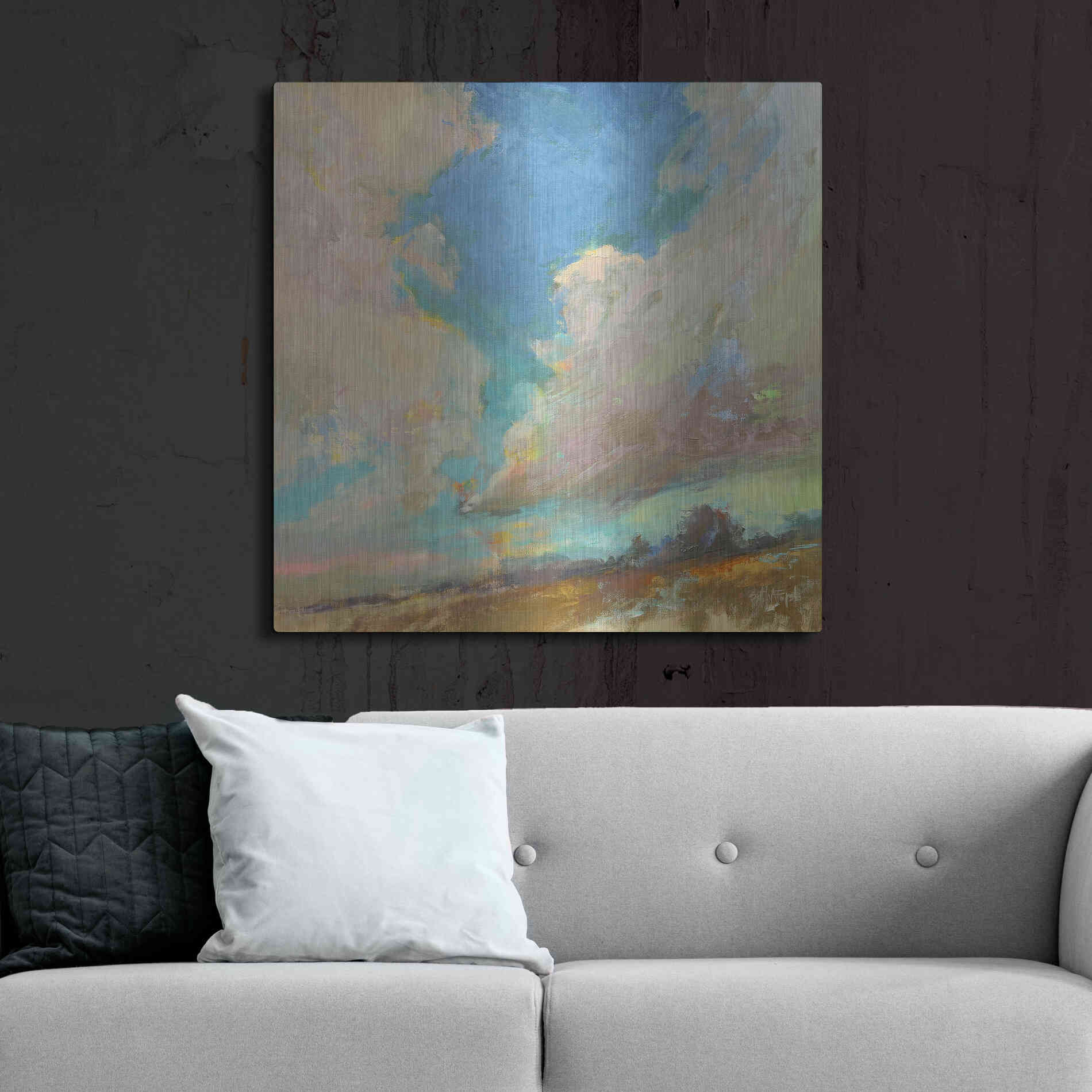 Luxe Metal Art 'Clouds Got in My Way' by Beth Forst, Metal Wall Art,36x36