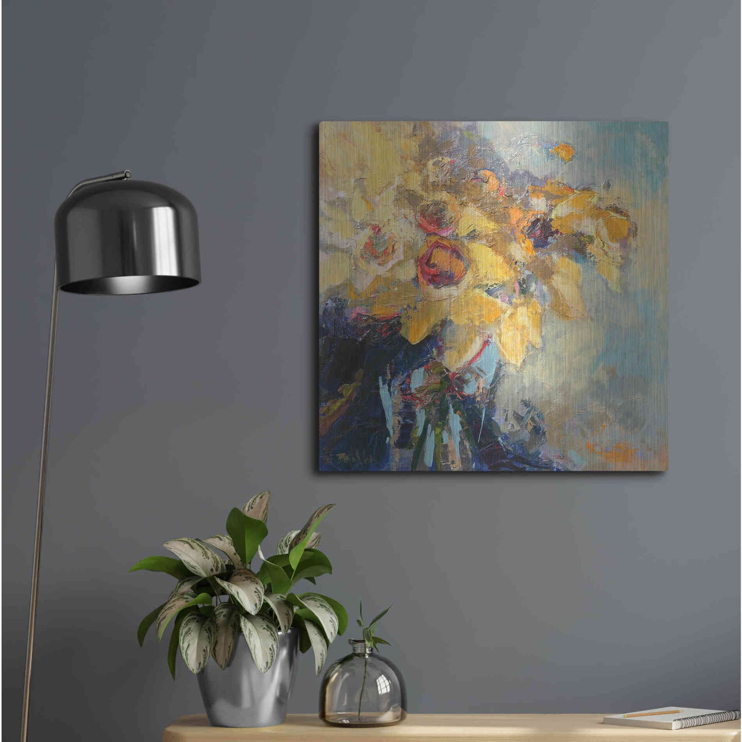 Luxe Metal Art 'Daffy Do' by Beth Forst, Metal Wall Art,24x24