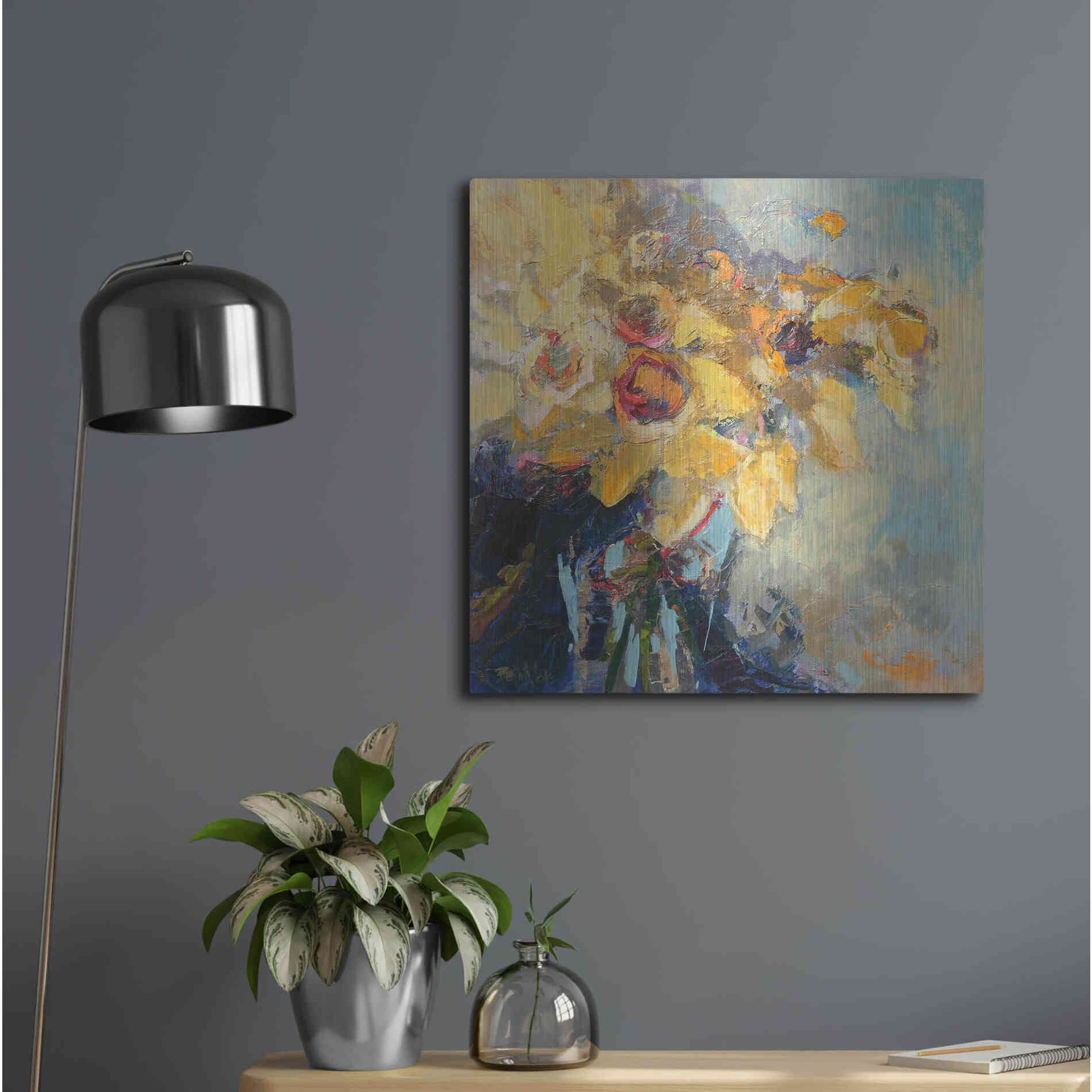 Luxe Metal Art 'Daffy Do' by Beth Forst, Metal Wall Art,24x24