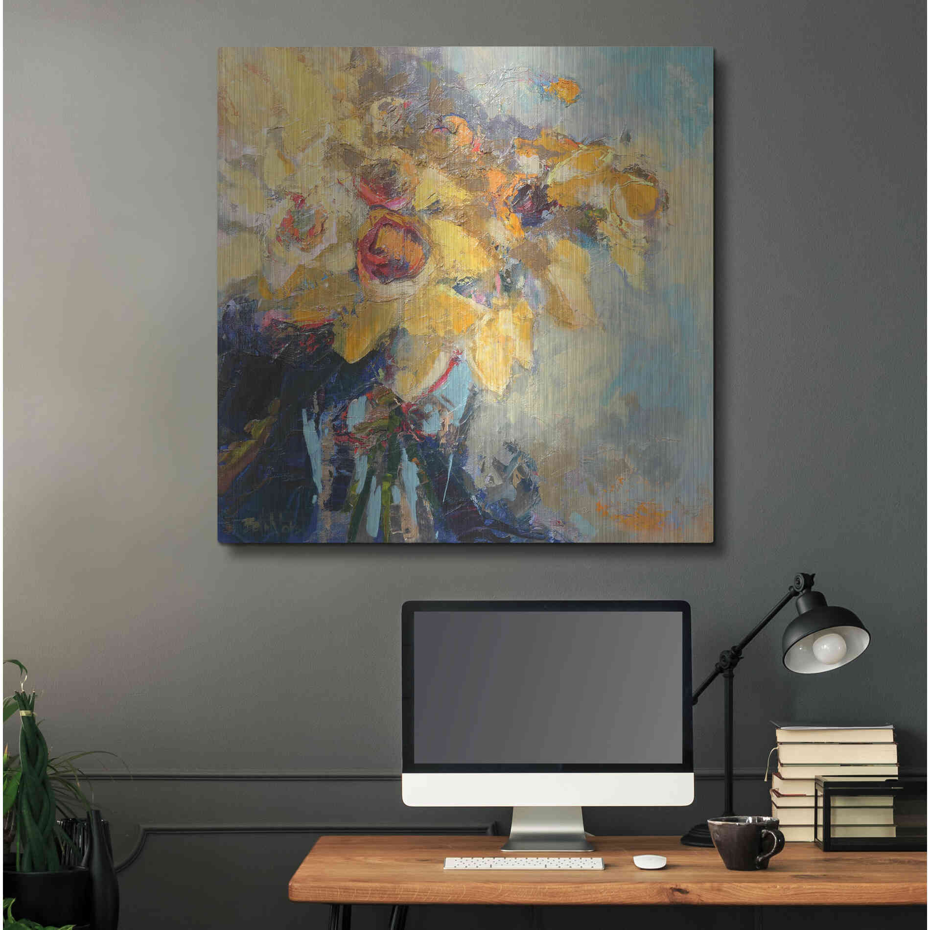 Luxe Metal Art 'Daffy Do' by Beth Forst, Metal Wall Art,36x36