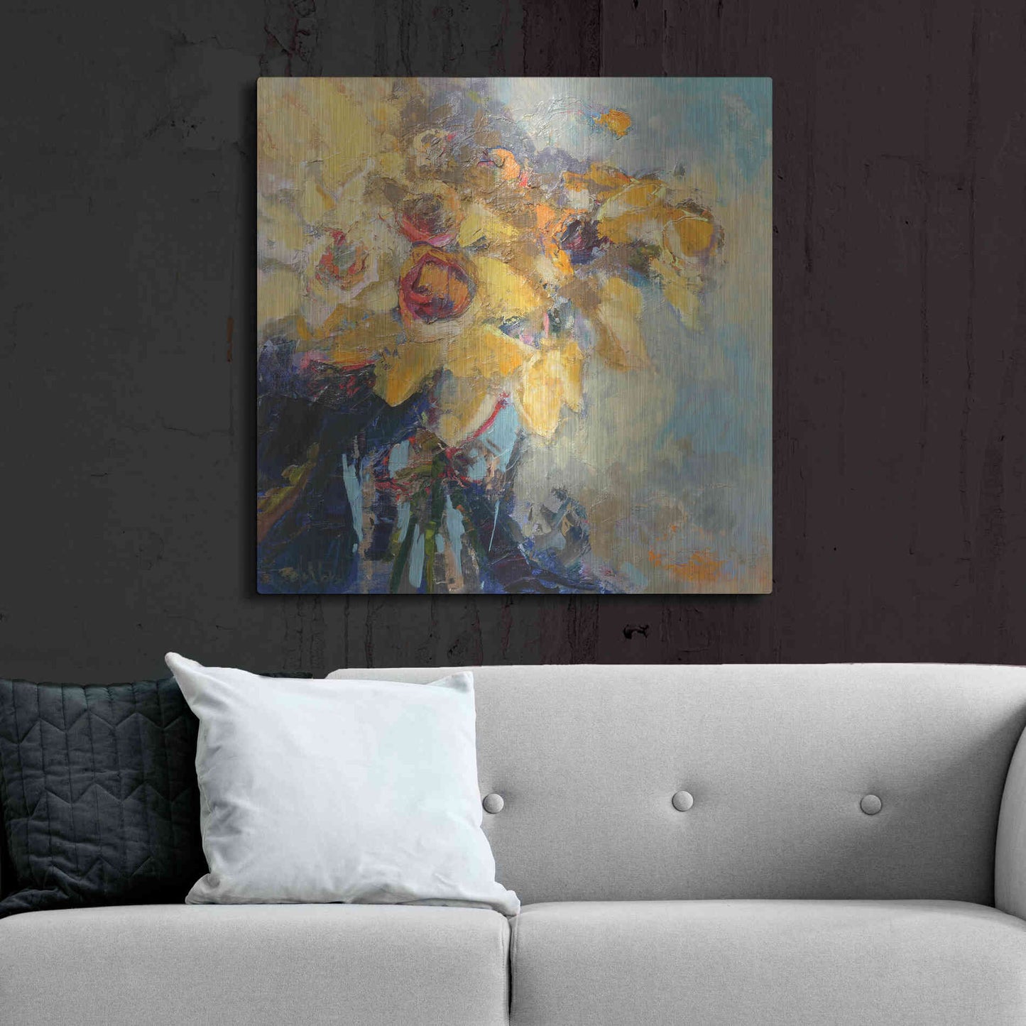 Luxe Metal Art 'Daffy Do' by Beth Forst, Metal Wall Art,36x36