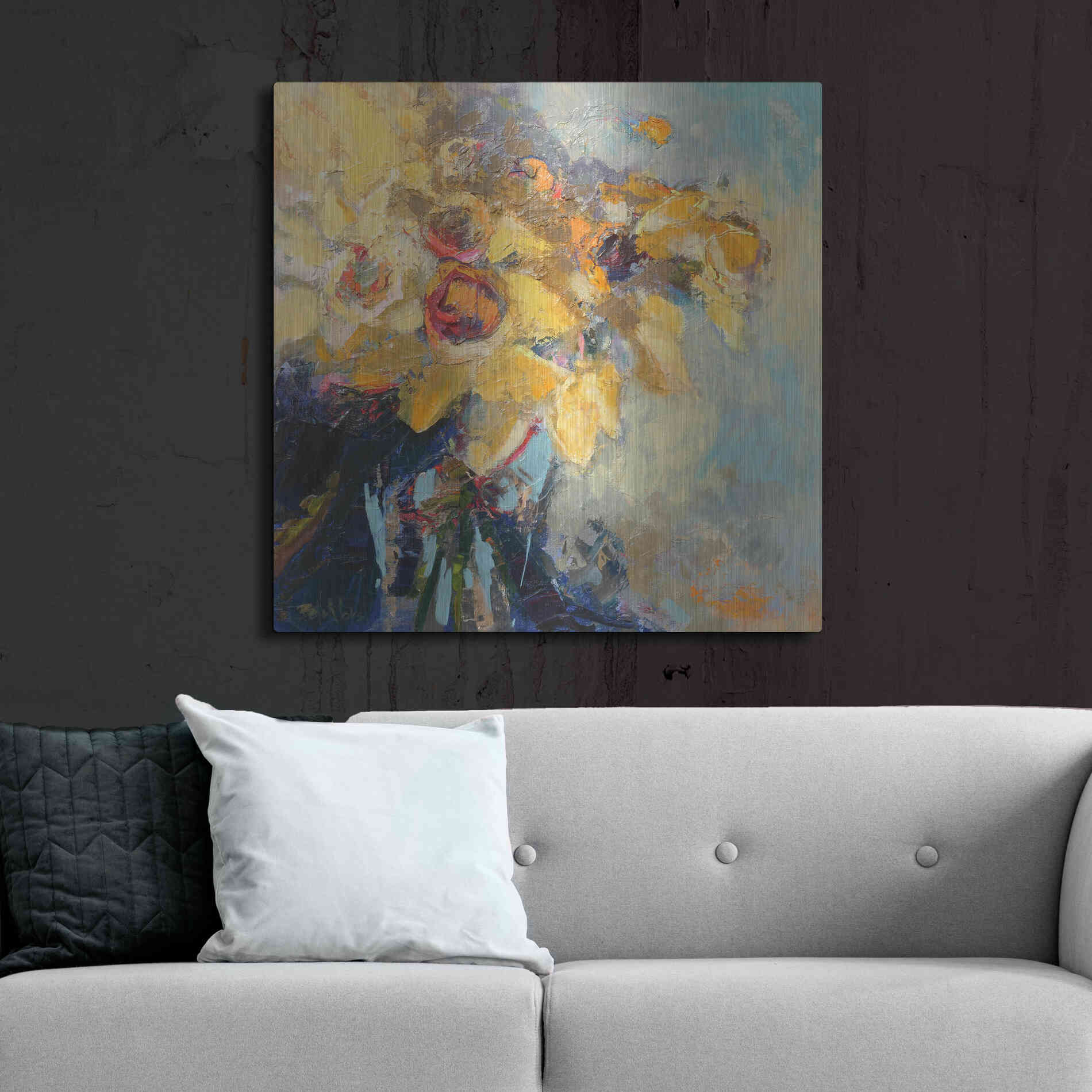 Luxe Metal Art 'Daffy Do' by Beth Forst, Metal Wall Art,36x36