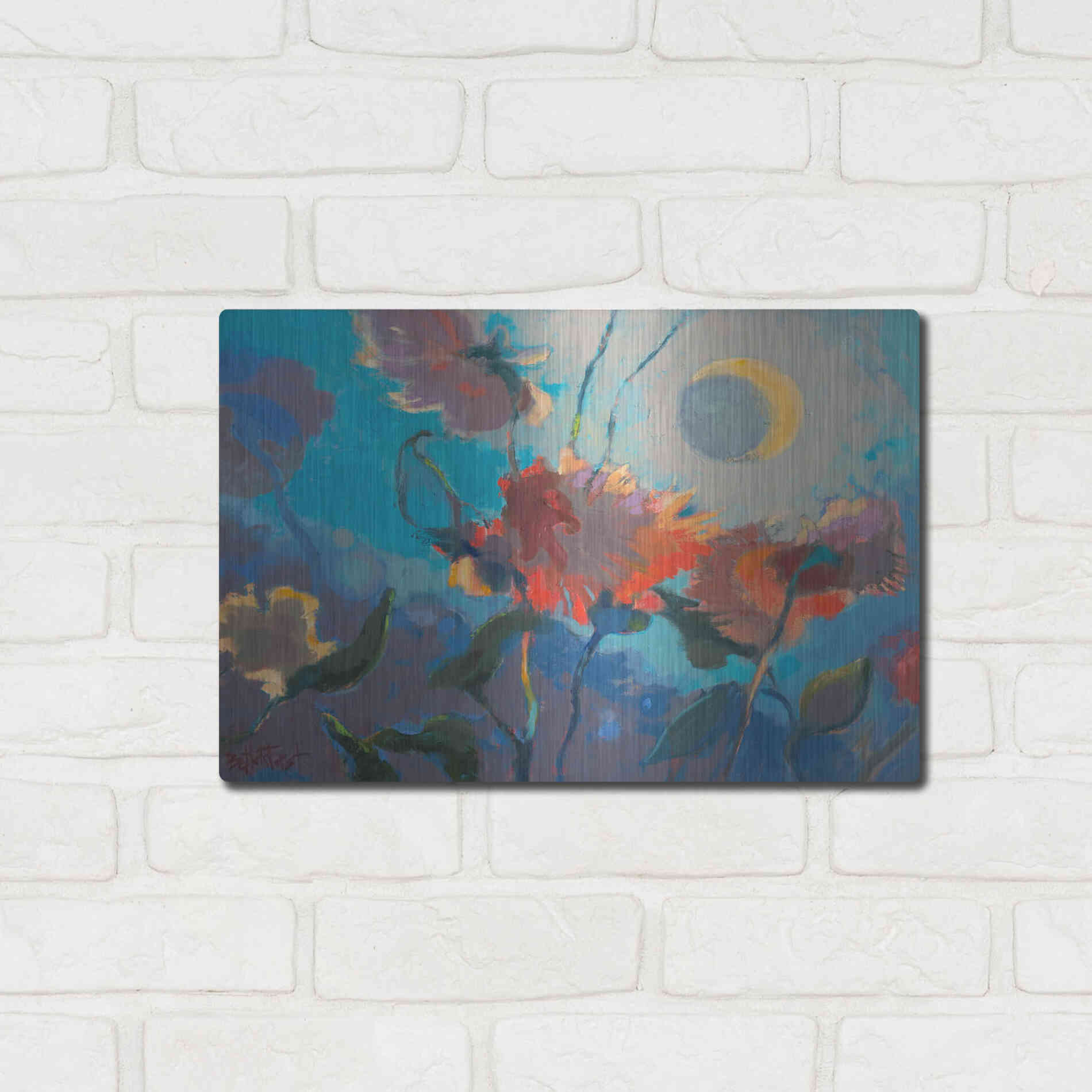 Luxe Metal Art 'Dahlia Moonglow' by Beth Forst, Metal Wall Art,16x12