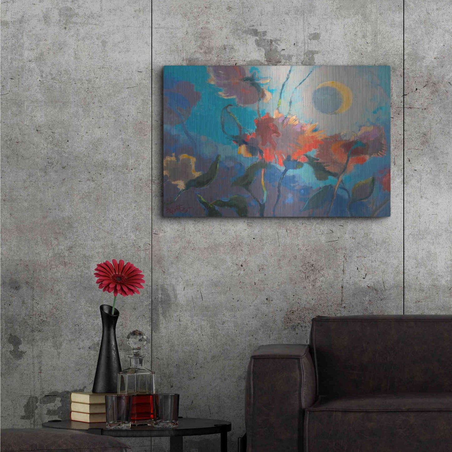 Luxe Metal Art 'Dahlia Moonglow' by Beth Forst, Metal Wall Art,36x24