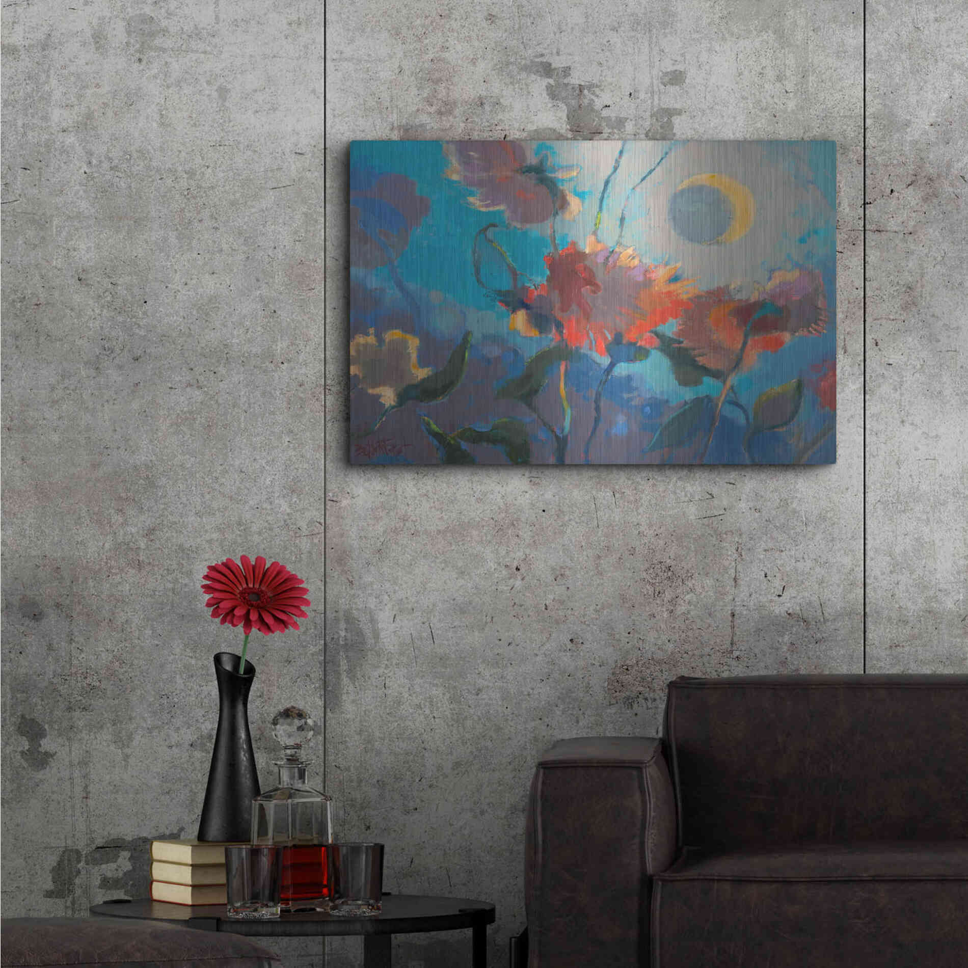 Luxe Metal Art 'Dahlia Moonglow' by Beth Forst, Metal Wall Art,36x24
