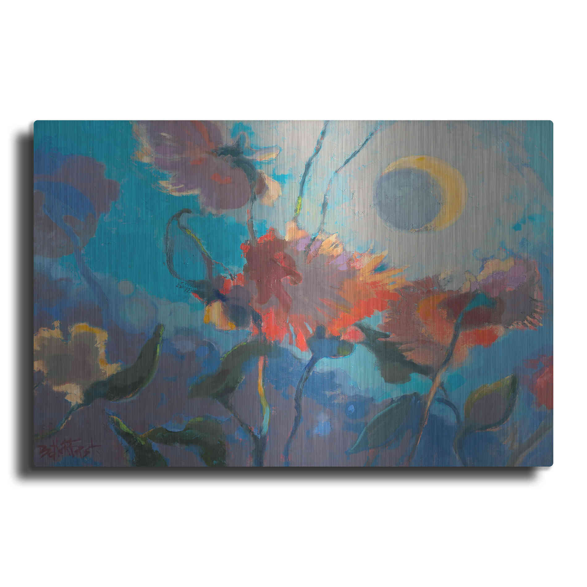 Luxe Metal Art 'Dahlia Moonglow' by Beth Forst, Metal Wall Art