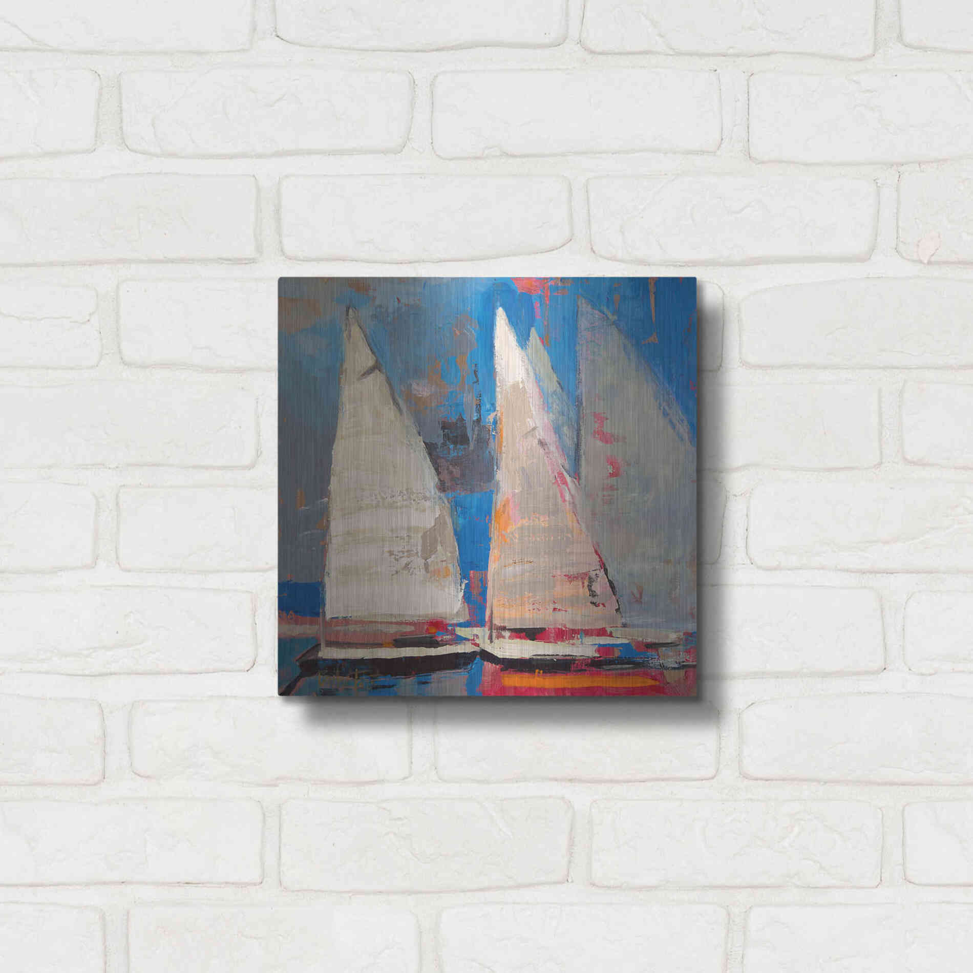 Luxe Metal Art 'Ghost Sailing' by Beth Forst, Metal Wall Art,12x12