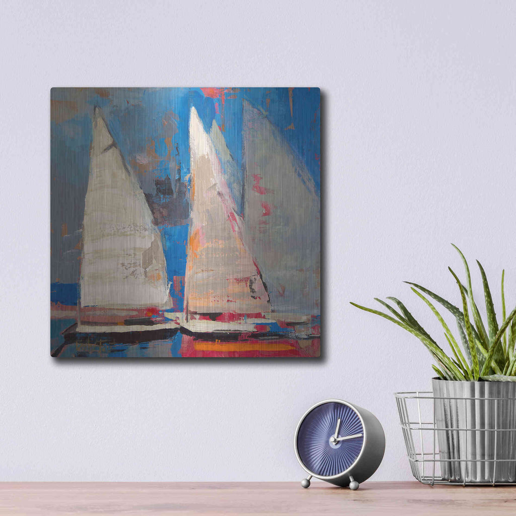 Luxe Metal Art 'Ghost Sailing' by Beth Forst, Metal Wall Art,12x12