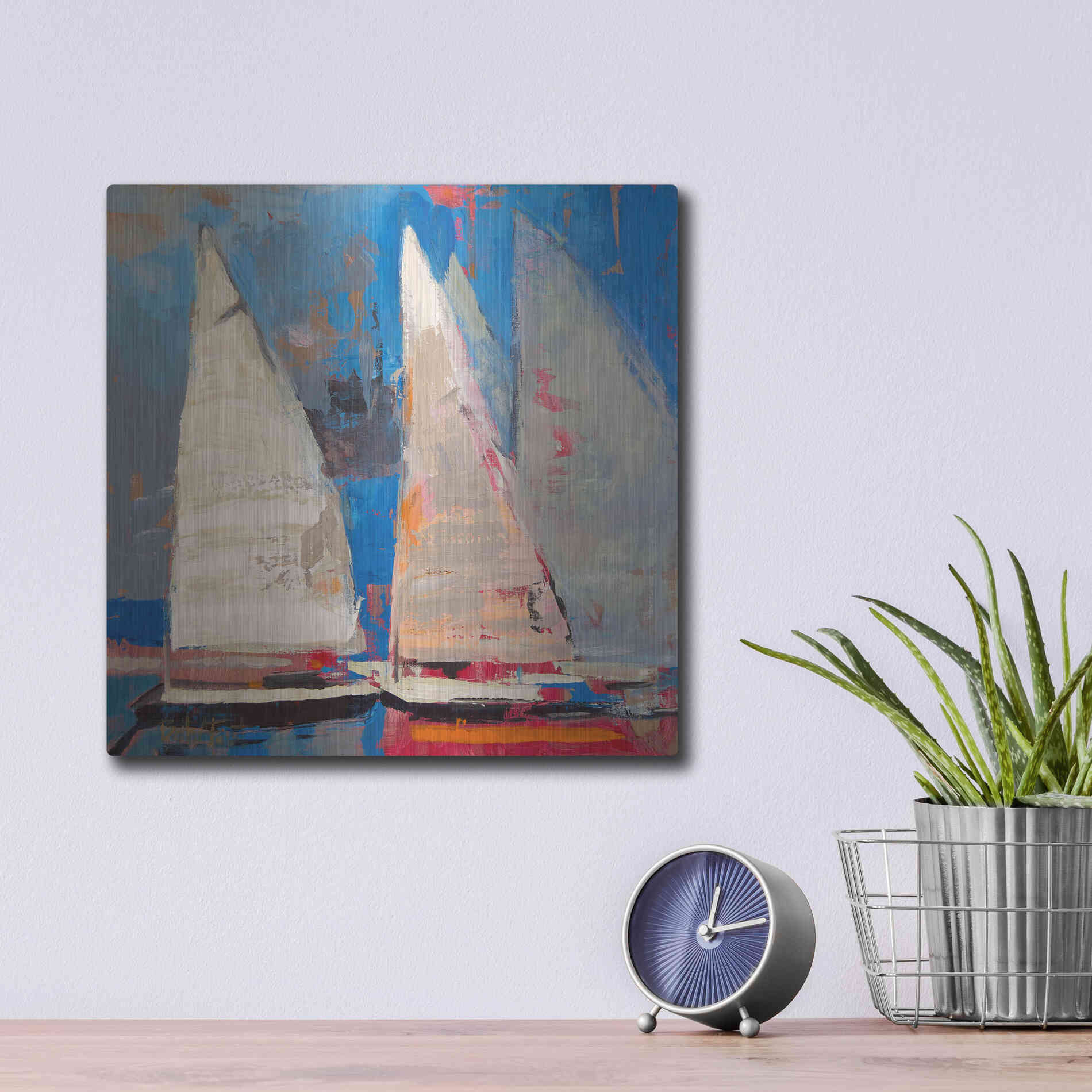 Luxe Metal Art 'Ghost Sailing' by Beth Forst, Metal Wall Art,12x12
