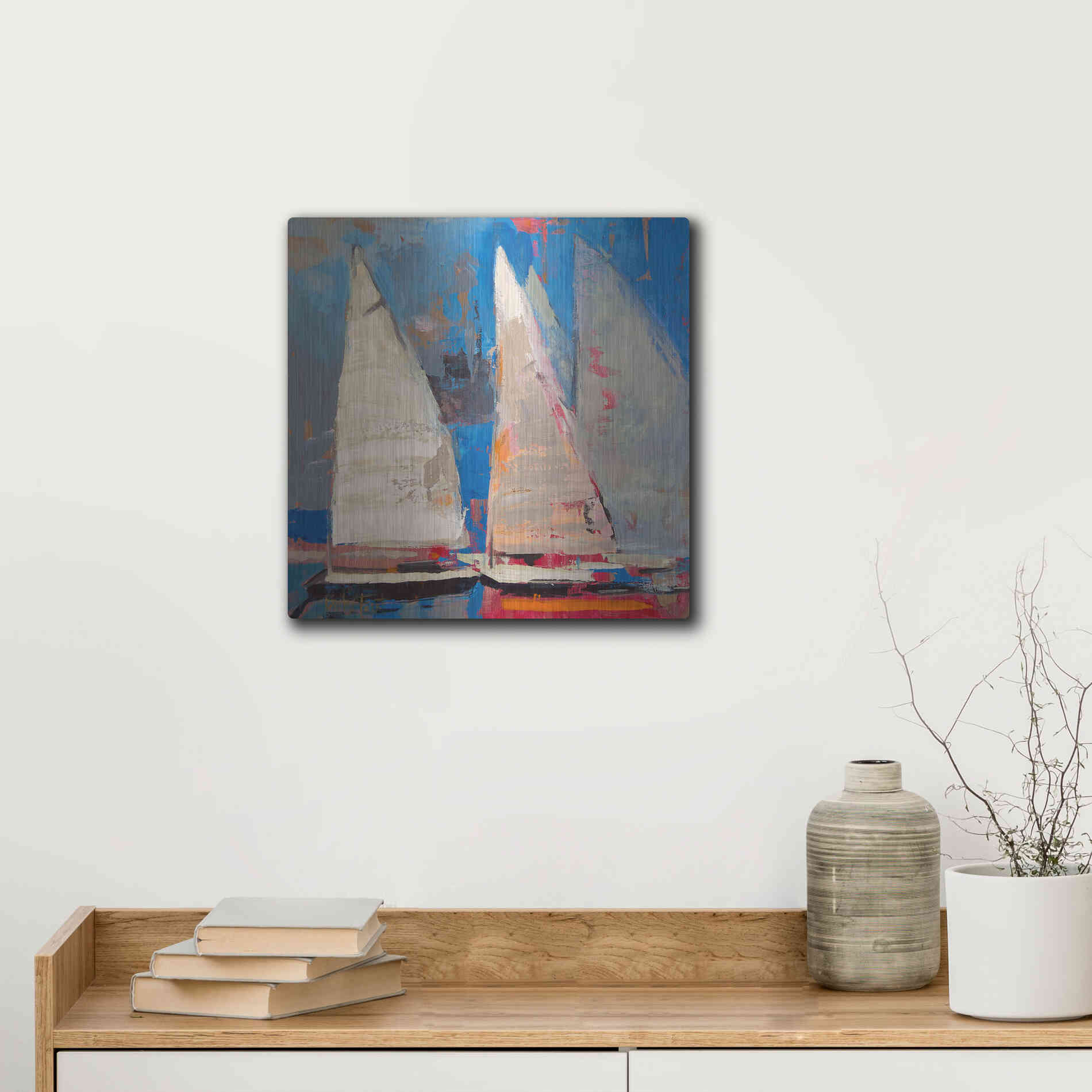 Luxe Metal Art 'Ghost Sailing' by Beth Forst, Metal Wall Art,12x12
