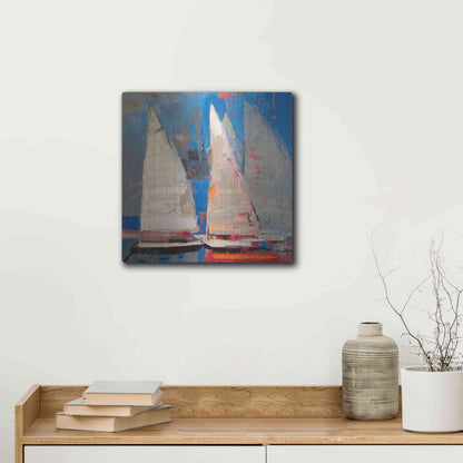 Luxe Metal Art 'Ghost Sailing' by Beth Forst, Metal Wall Art,12x12
