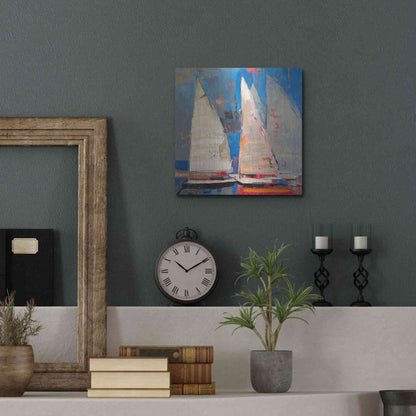 Luxe Metal Art 'Ghost Sailing' by Beth Forst, Metal Wall Art,12x12